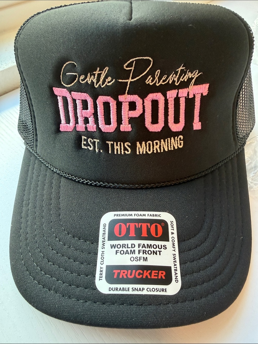 Gentle Parenting Dropout Embroidered Trucker Hat Funny Sayings Cap Sarcastic Hat